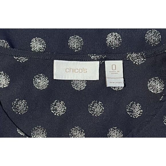 Chico's Women's Sleeveless Navy Top with Silver Dots & High Low Hemline Size 0 - Picture 3 of 8